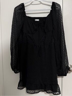 Hollister Black Swiss Dot Off-Shoulder Top